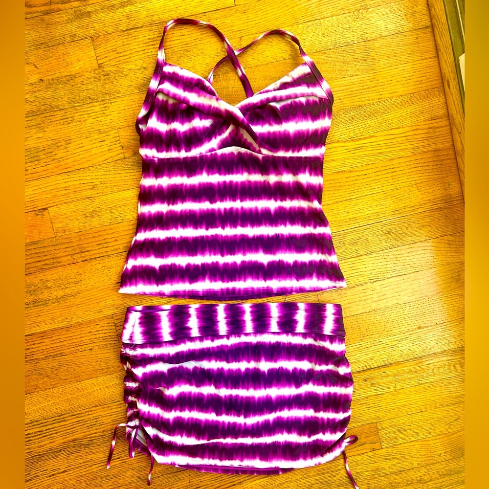 Athleta Del Mar Twister Tankini + Skirt Bottom 2 pc - 36D and Large